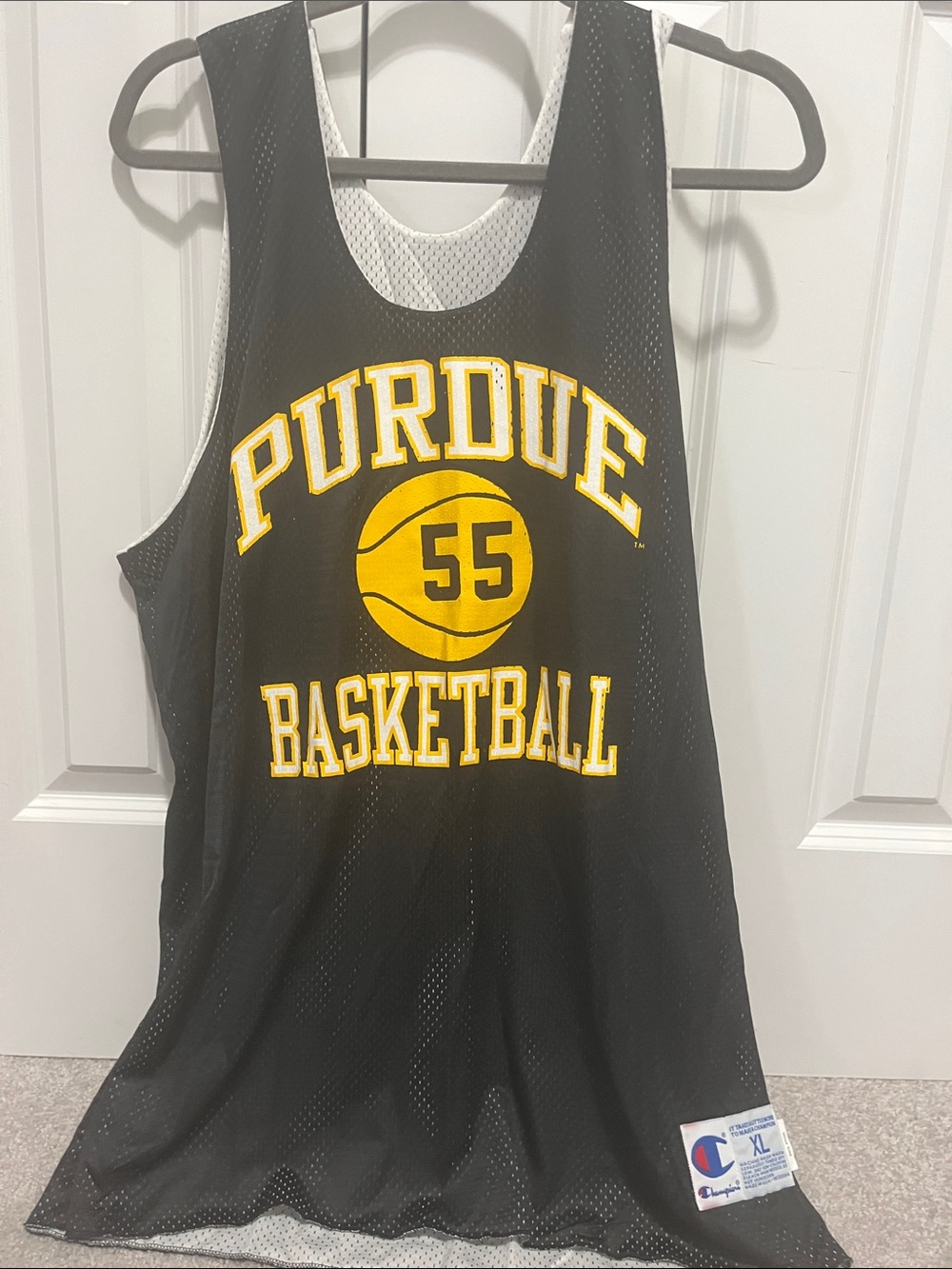 XL Champion Black and Yellow Purdue Basketball Mesh Reversible Tank